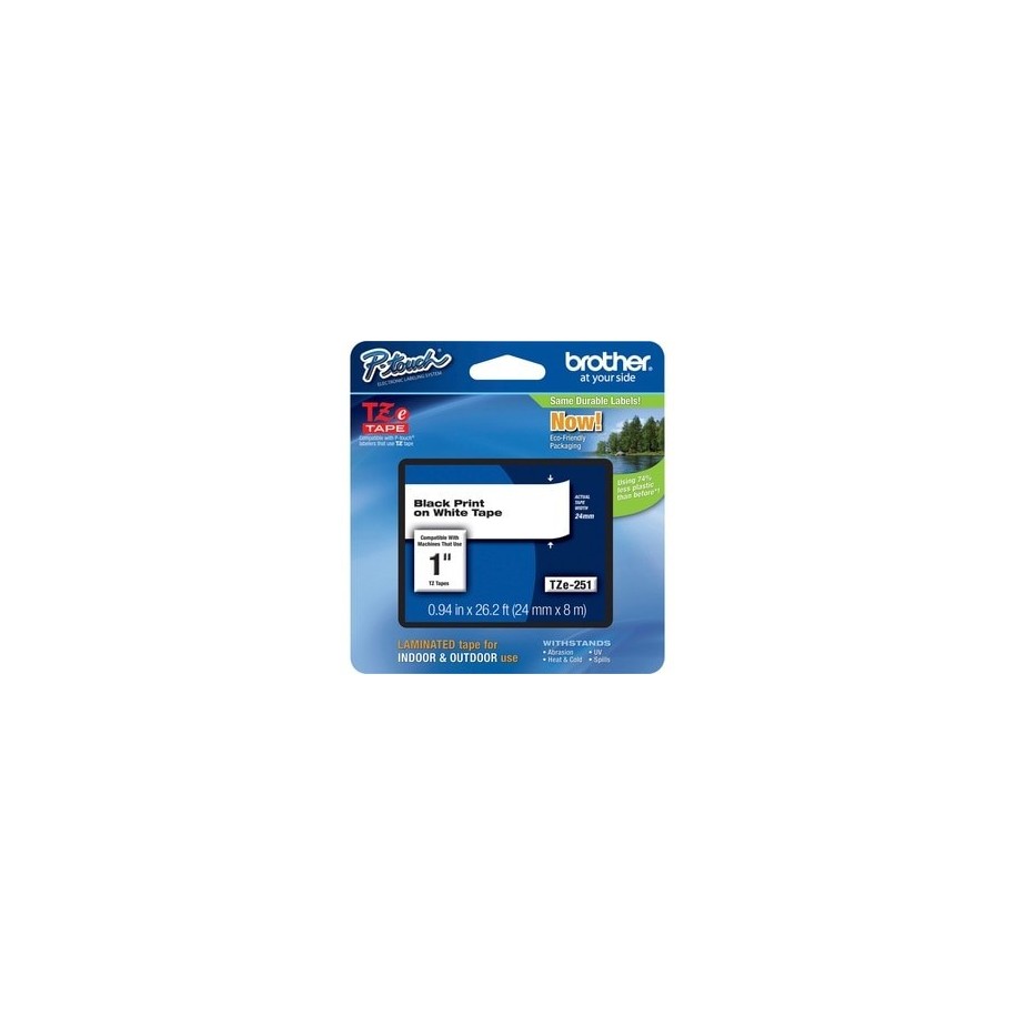 Cinta para Etiquetas Brother TZe-251 Blanca Texto Negro 24mm Resistente al Agua para Rotuladora P-touch
