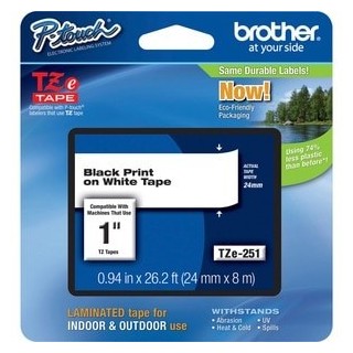 Cinta para Etiquetas Brother TZe-251 Blanca Texto Negro 24mm Resistente al Agua para Rotuladora P-touch