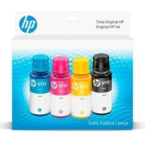Kit de 4 Botellas de Tinta Original HP GT53/GT52 Negro, Cian, Magenta y Amarillo para Sistema Continuo