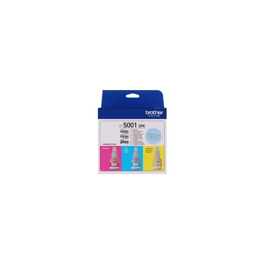 Pack Promocional 21 Unidades Pack Tricolor Brother BT5001 Cian Magenta Amarillo Ultra Alto Rendimiento
