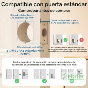 "Cerradura inteligente de palanca C33 WiFi con huella dactilar en acabado níquel T85L0121"