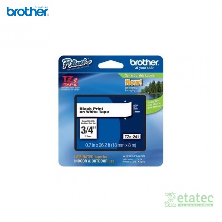 Cinta Brother TZe-241 Blanca Texto Negro original para identificación de activos, inventarios y organización empresarial