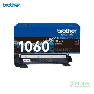 Cartucho de tóner original Brother TN-1060 de color negro, diseñado para impresoras láser de formato compacto.