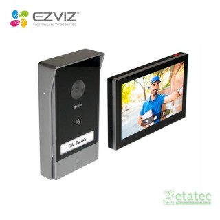 Videoportero inteligente EZVIZ HP7 2K con pantalla táctil de 7 pulgadas y frente de calle metálico.