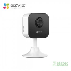 Cámara de seguridad interior EZVIZ H1c de 1080p con base magnética y diseño compacto.
