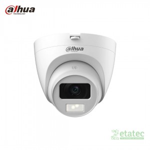 Cámara de seguridad tipo domo marca Dahua de 2MP color blanco con lente de doble luz inteligente y micrófono integrado
