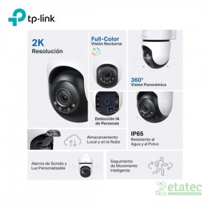 Cámara de seguridad exterior TP-Link Tapo C510W con resolución 2K QHD y movimiento PTZ.