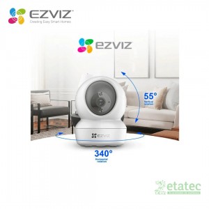 Cámara de seguridad interior EZVIZ H6c Pro con resolución 2K y rotación motorizada de 360 grados.