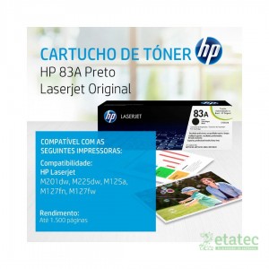 Toner original HP 83A negro CF283A en caja sellada para impresoras de oficina HP LaserJet Pro.