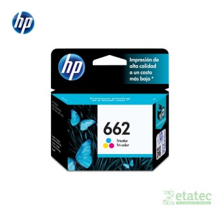 Cartucho de tinta HP 662 tricolor CZ104AL original en empaque sellado para impresoras de oficina DeskJet Ink Advantage.