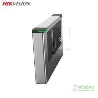 Barrera oscilante izquierda Hikvision DS-K3B501SX-L-MPG-DP con 12 sensores IR para control de accesos corporativos.