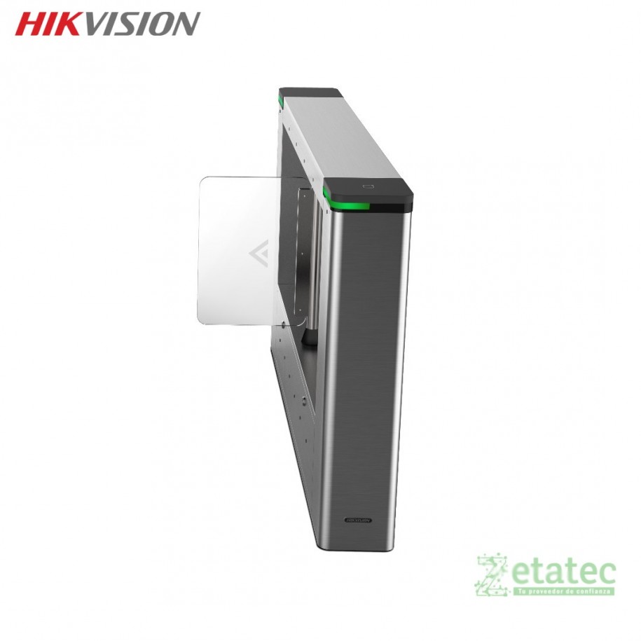 Torniquete tipo swing barrier derecho Hikvision DS-K3B501SX-R-MPG-DP para sistemas de seguridad y control de acceso corporativo.