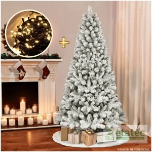 Árbol de Navidad Nevado 150 cm con Luces Cálidas | Zetatec