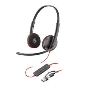 Headset Alámbrico Poly Blackwire 3220 + adaptador USB-C/A 8X228A6