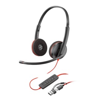 Headset Alámbrico Poly Blackwire 3220 + adaptador USB-C/A 8X228A6
