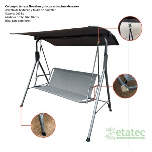 Columpio de Terraza Textileno y Acero Gris | Zetatec