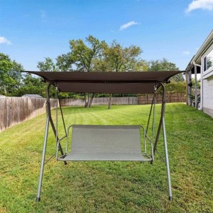 "Columpio de terraza en textileno y acero color gris con asiento para exteriores"