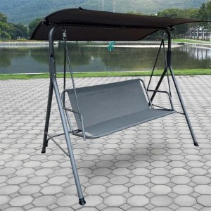 "Columpio de terraza en textileno y acero color gris con asiento para exteriores"