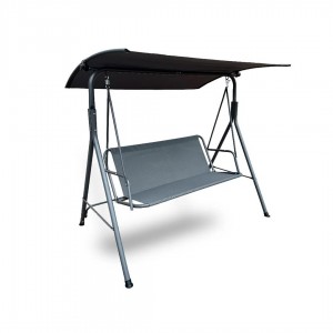 "Columpio de terraza en textileno y acero color gris con asiento para exteriores"