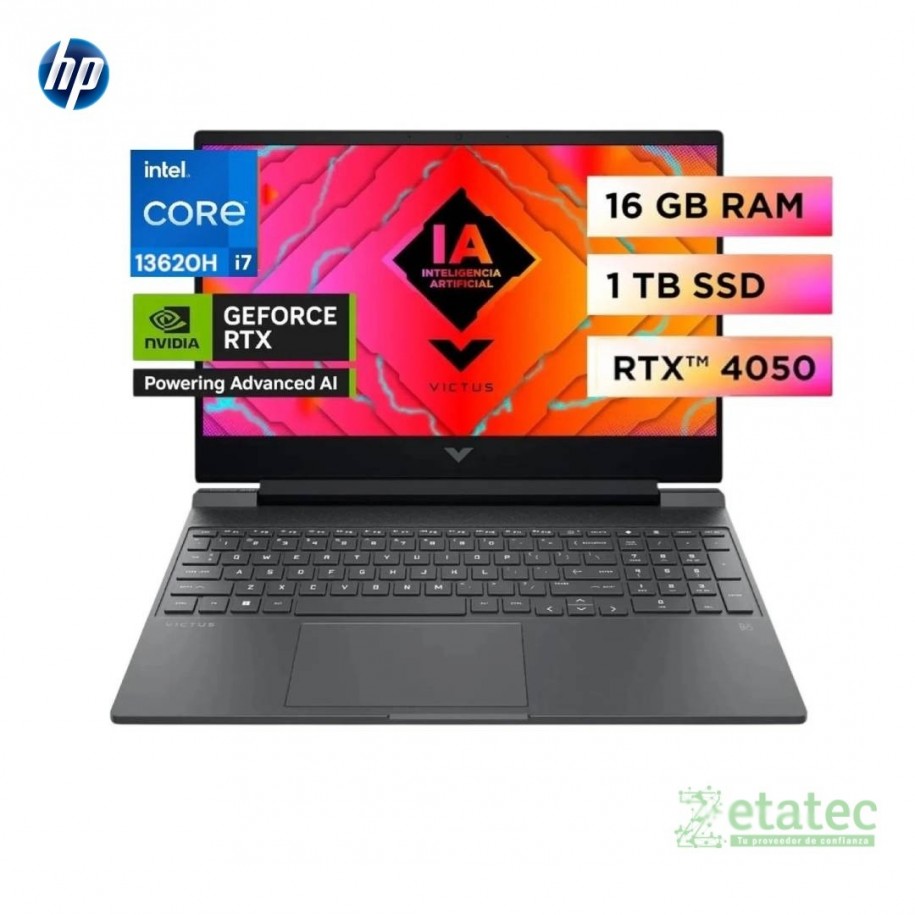 "Laptop HP Victus 15.6 pulgadas 15-fa2012la vista frontal con pantalla FHD"
