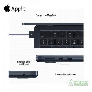 "MacBook Air M2 2022 13.6 pulgadas color Medianoche vista frontal"