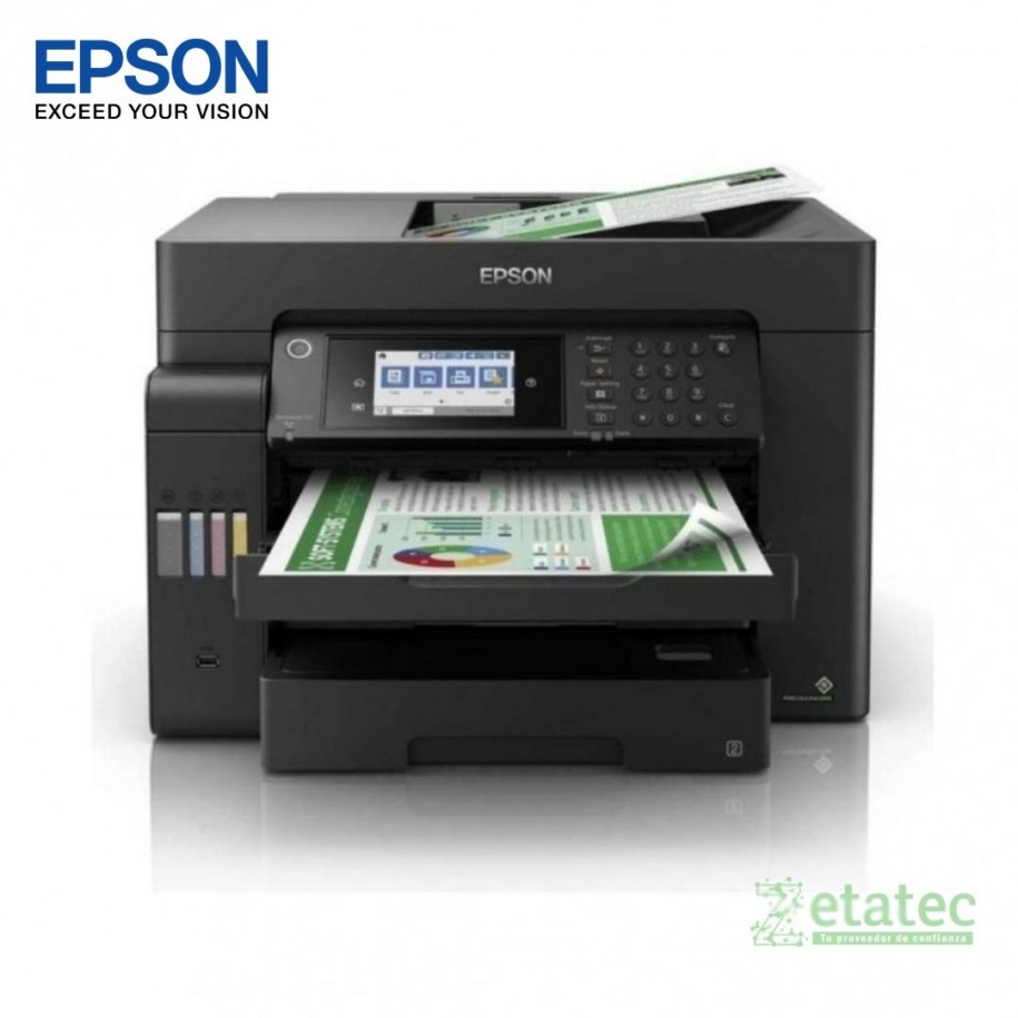 "Multifuncional Epson EcoTank L15150 vista frontal imprime escanea copia y fax"