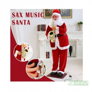 Papá Noel de 180 cm con movimiento y música, ideal para decoración navideña interior.