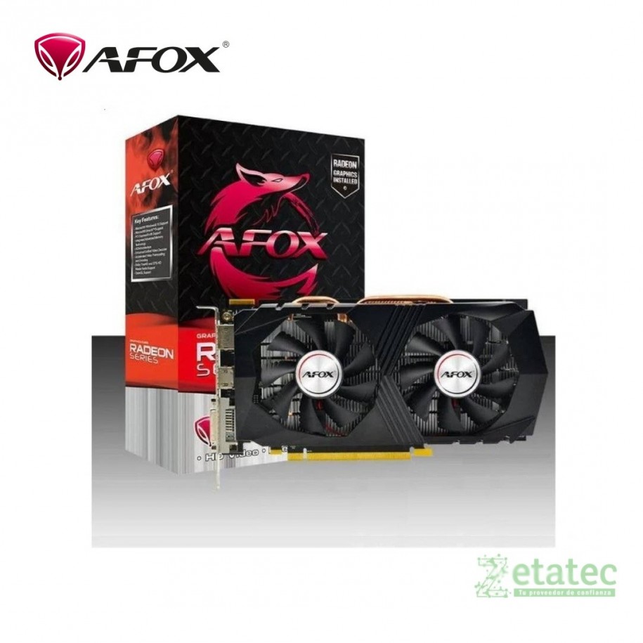 Tarjeta de video AFOX Radeon RX 550 4GB GDDR5 con ventilador compacto.
