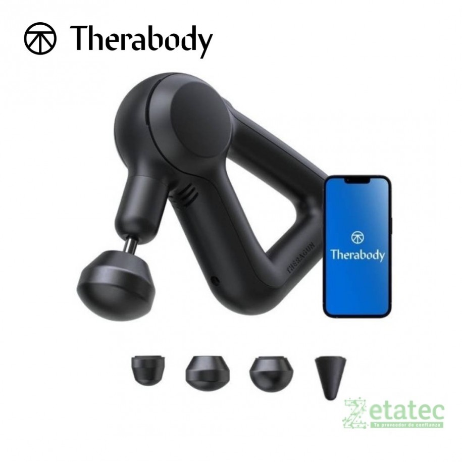Pistola de masaje Theragun Prime Therabody G4-PKG en color negro con diseño ergonómico.
