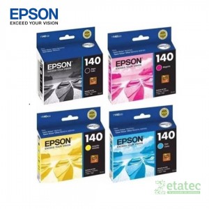 Kit de tintas Epson T140 Black Yellow Magenta Cyan para impresoras Epson, rendimiento alto y colores nítidos.