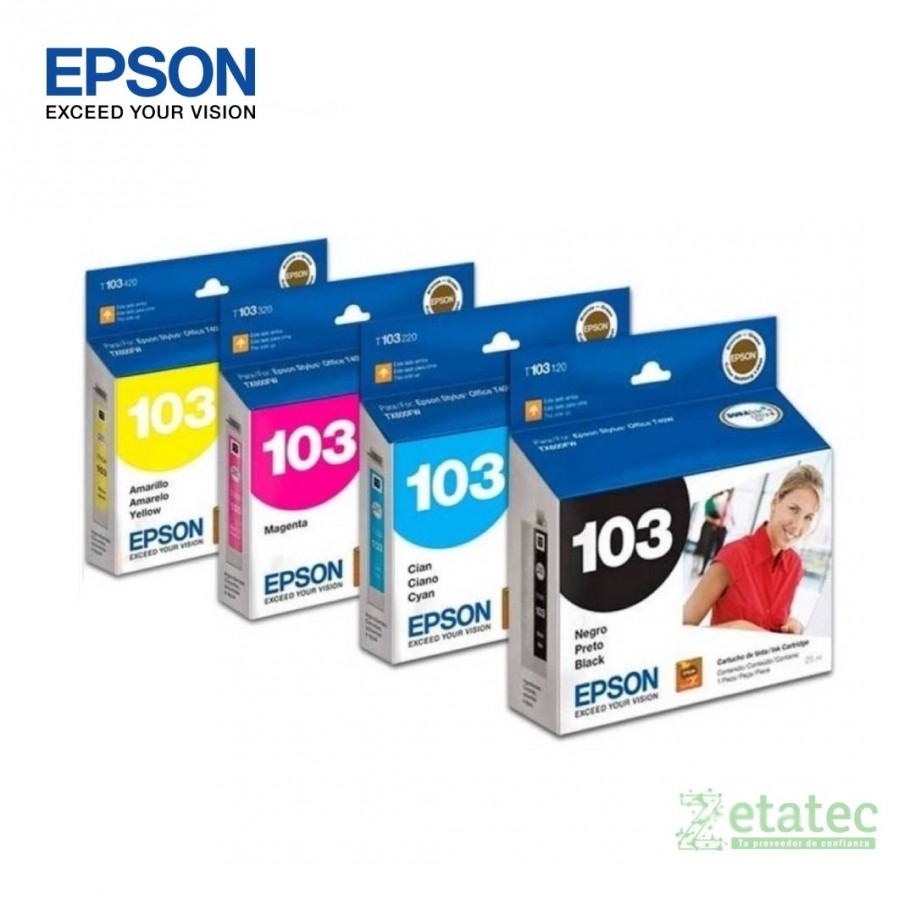 Kit de tintas Epson T103 Black Yellow Magenta Cyan original