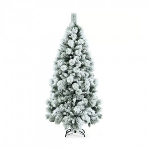 Árbol de Navidad pino coposo nevado de 1,80 metros, listo para decoración interior.