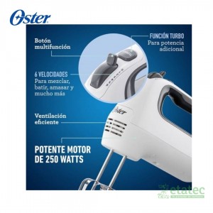 Batidora de mano Oster FPSTHM3532 con 6 velocidades y función turbo