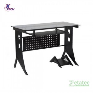 Escritorio Xtech CT-1211 negro con tablero de vidrio templado vista frontal