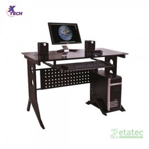 Escritorio Xtech CT-1211 negro con tablero de vidrio templado vista frontal