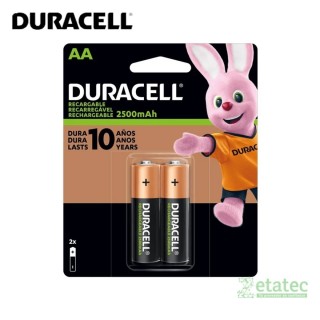 Pilas recargables AA Duracell 2500 mAh pack x2 de alta duración