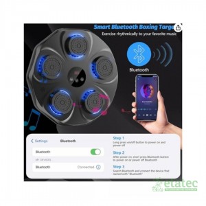 Máquina de boxeo musical con luces LED y conectividad Bluetooth montada en pared