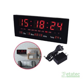Reloj digital LED de pared con alarma y calendario encendido