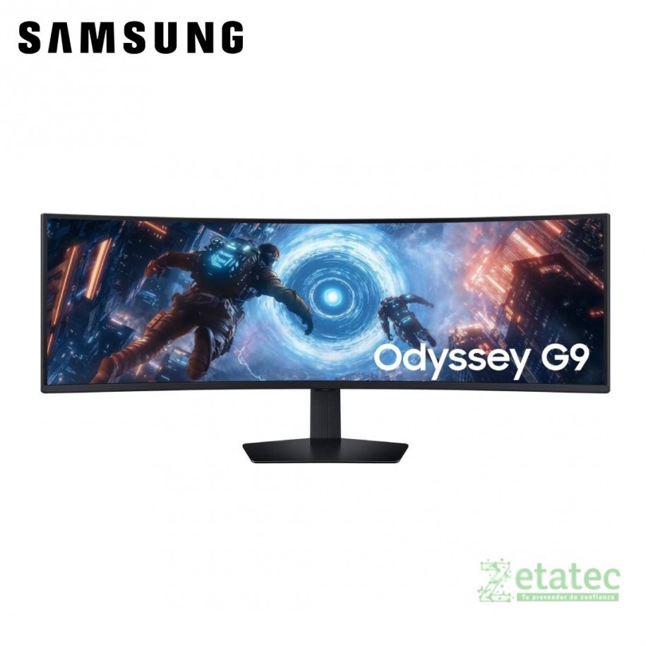 Monitor profesional Samsung Odyssey G9 de 49 pulgadas curvo ultrapanoramico DQHD para productividad empresarial.