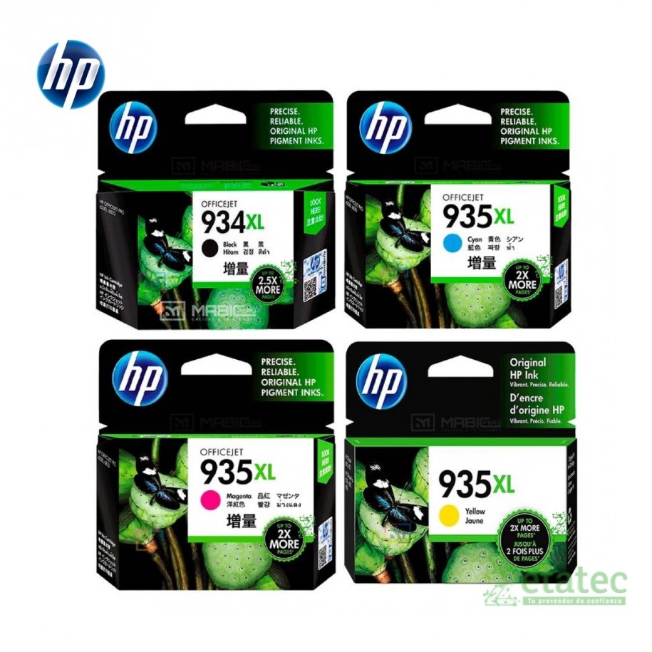 Pack de cartuchos HP 934XL y 935XL originales negro cian magenta amarillo