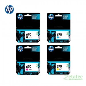 Kit de cartuchos HP 670 original negro y colores compatible con impresoras HP DeskJet 3525 4615 4625 5525