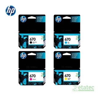 Kit de cartuchos HP 670 original negro y colores compatible con impresoras HP DeskJet 3525 4615 4625 5525