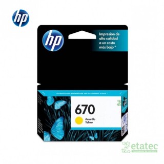 Cartucho de tinta HP 670 Amarillo CZ116AL original compatible con impresoras HP DeskJet 3525 4615 4625 5525