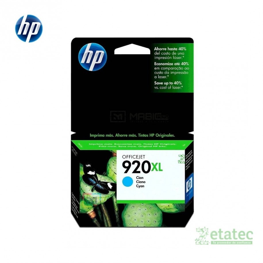 Cartucho de tinta HP 920XL cian CD972AL original para impresoras HP OfficeJet