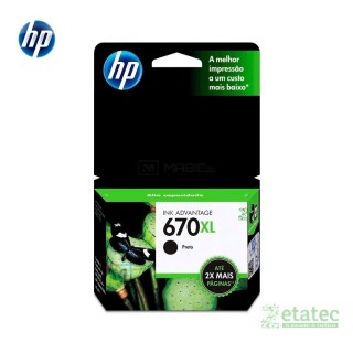 Cartucho de tinta HP 670XL negro CZ117AL original para impresoras HP DeskJet