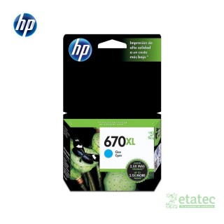 Cartucho de tinta HP 670XL cian CZ118AL original para impresoras HP DeskJet