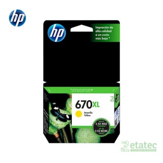 Cartucho de tinta HP 670XL amarillo CZ120AL original alta capacidad compatible con impresoras HP DeskJet