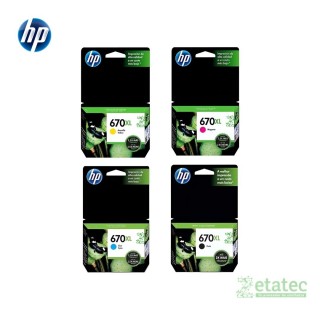 Kit cartuchos HP 670XL negro y colores original alta capacidad para impresoras DeskJet