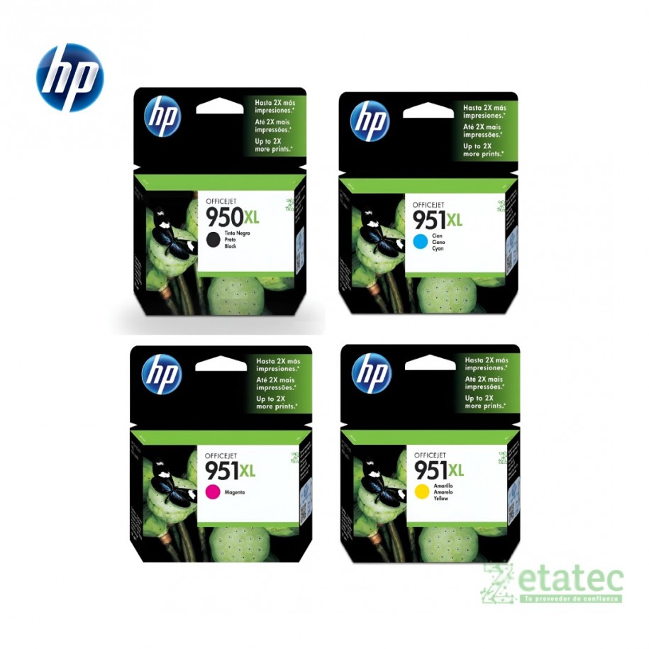 Kit de cartuchos HP 950XL negro y 951XL colores originales para impresoras HP OfficeJet Pro