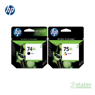 Kit cartuchos HP 74XL negro CB336WL y 75XL tricolor CB338WL originales para impresoras HP DeskJet y OfficeJet